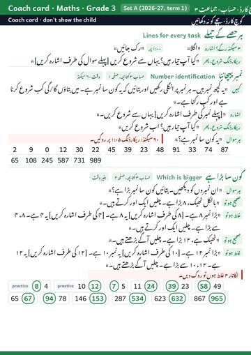 Coach card, maths Grade 3, page 1