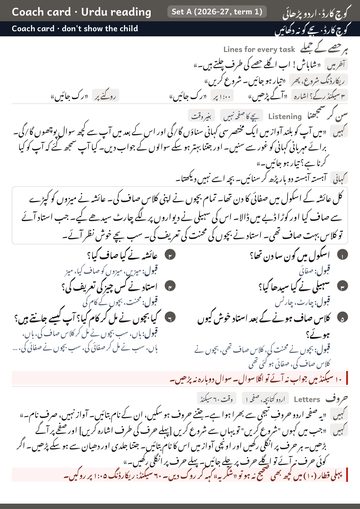 Coach card, Urdu reading, page 1