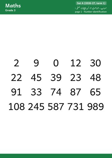 Maths booklet, Grade 3, page 1 · ma.number_id