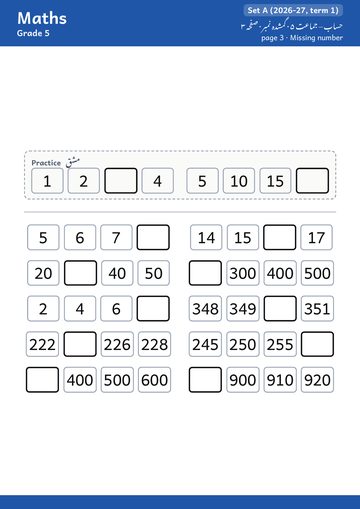Maths booklet, Grade 5, page 3 · ma.missing