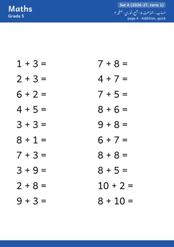 Maths booklet, Grade 5, page 4 · ma.add1