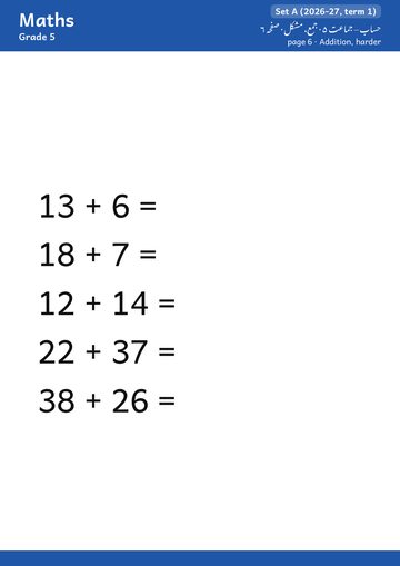 Maths booklet, Grade 5, page 6 · ma.add2