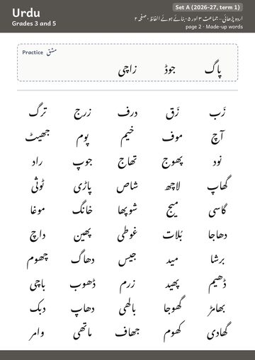 Urdu reading booklet, page 2 · ur.nonwords
