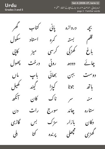 Urdu reading booklet, page 3 · ur.words